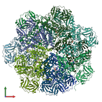 PDB entry 4kod coloured by chain, front view.