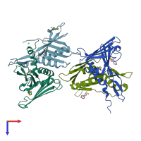 PDB entry 4koo coloured by chain, top view.