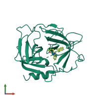 PDB entry 4kp0 coloured by chain, front view.