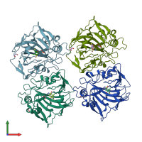 PDB entry 4kp5 coloured by chain, front view.