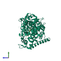 PDB entry 4kpa coloured by chain, side view.