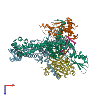 PDB entry 4kpe coloured by chain, top view.