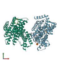 PDB entry 4kpp coloured by chain, front view.