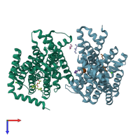 PDB entry 4kpp coloured by chain, top view.