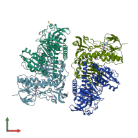 PDB entry 4kpr coloured by chain, front view.