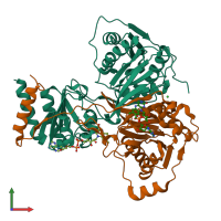 PDB entry 4kpu coloured by chain, front view.
