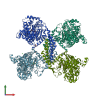 PDB entry 4kq2 coloured by chain, front view.