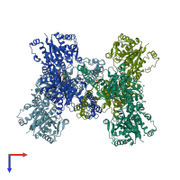 PDB entry 4kq2 coloured by chain, top view.