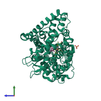 PDB entry 4kq8 coloured by chain, side view.