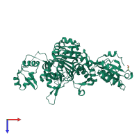 PDB entry 4kqe coloured by chain, top view.