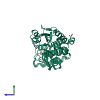 PDB entry 4kqf coloured by chain, side view.