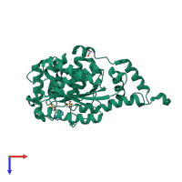 PDB entry 4kqf coloured by chain, top view.