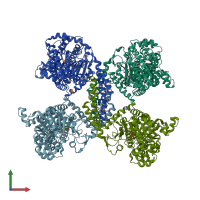 PDB entry 4kqm coloured by chain, front view.