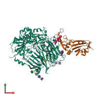 PDB entry 4kr0 coloured by chain, front view.