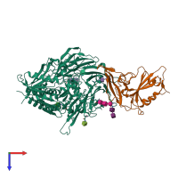PDB entry 4kr0 coloured by chain, top view.