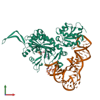 PDB entry 4kr3 coloured by chain, front view.