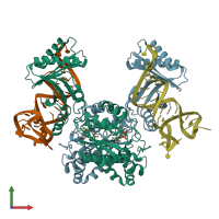 PDB entry 4kr7 coloured by chain, front view.