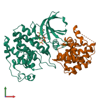PDB entry 4krc coloured by chain, front view.