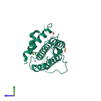 PDB entry 4krr coloured by chain, side view.
