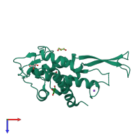 PDB entry 4krr coloured by chain, top view.