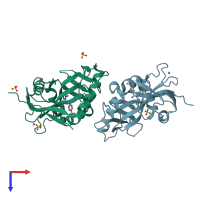 PDB entry 4krs coloured by chain, top view.