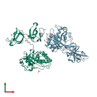 PDB entry 4krt coloured by chain, front view.