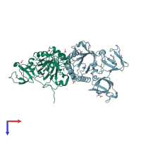 PDB entry 4krt coloured by chain, top view.