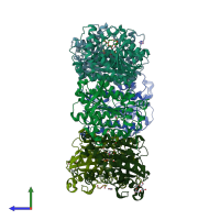 PDB entry 4kry coloured by chain, side view.