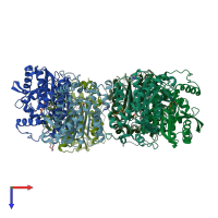 PDB entry 4kry coloured by chain, top view.