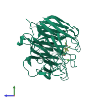PDB entry 4ks2 coloured by chain, side view.