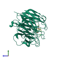 PDB entry 4ks3 coloured by chain, side view.