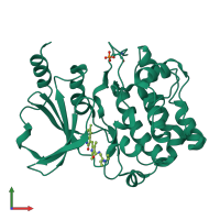 PDB entry 4ks8 coloured by chain, front view.