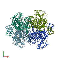 PDB entry 4ksa coloured by chain, front view.
