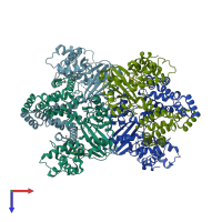 PDB entry 4ksa coloured by chain, top view.