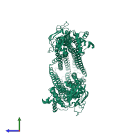 PDB entry 4ksc coloured by chain, side view.