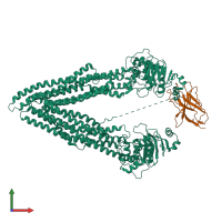 PDB entry 4ksd coloured by chain, front view.