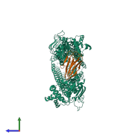 PDB entry 4ksd coloured by chain, side view.