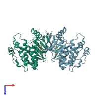PDB entry 4ksp coloured by chain, top view.