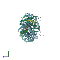 PDB entry 4ktc coloured by chain, side view.