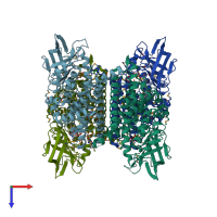 PDB entry 4kto coloured by chain, top view.