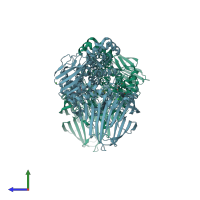 PDB entry 4ktp coloured by chain, side view.