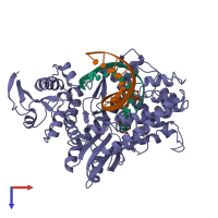 PDB entry 4ktq coloured by chain, top view.