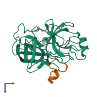 PDB entry 4kts coloured by chain, top view.