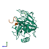 PDB entry 4ktu coloured by chain, side view.