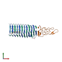 PDB entry 4ku0 coloured by chain, front view.