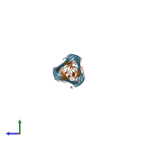 PDB entry 4ku0 coloured by chain, side view.