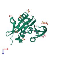 PDB entry 4kua coloured by chain, top view.