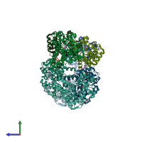 PDB entry 4kuh coloured by chain, side view.