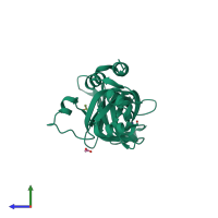 PDB entry 4kui coloured by chain, side view.