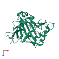 PDB entry 4kv0 coloured by chain, top view.